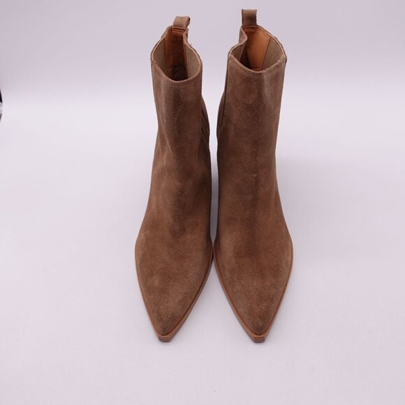 NEW Marc Fisher Women's Oshay Pointed Toe Suede Ankle Boots Size 12 Beige - Picture 2 of 8